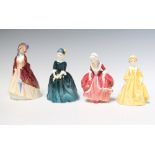 Three Royal Doulton figures - Cherrie HN2341 14cm, Paisley Shawl HN1988 15cm and Goody Two Shoes