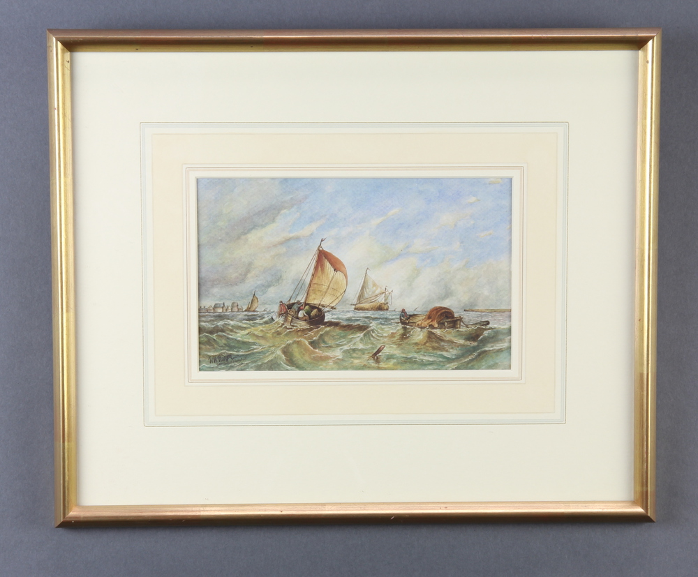 Walter Pearson, watercolour, "Returning to Port" signed 12cm x 20cm - Image 2 of 2