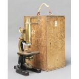 Hearson of London, a single pillar microscope no.166 boxed