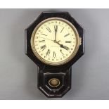 Seth Thomas, a striking wall clock, the 30cm painted dial with Roman numerals, dates and gilt