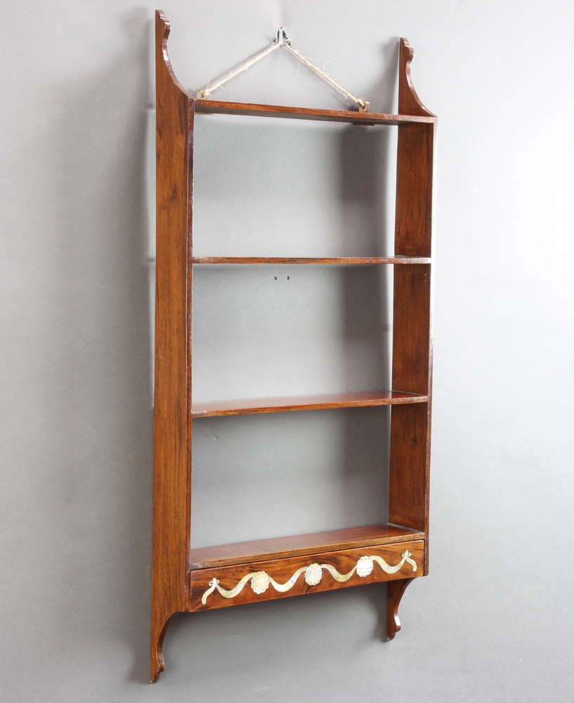 A 19th Century 4 tier rosewood hanging wall shelf, the base fitted a drawer 93cm h x 39cm w x 38cm d