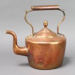 A Victorian circular copper kettle with acorn finial 27cm h x 15cm Slight dents to the side
