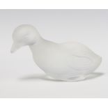 A frosted glass Baccarat figure of a duckling, etched marks, 12cm