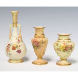 A Royal Worcester blush porcelain oviform 2 handled vase decorated with flowers no.942 16cm, a ditto