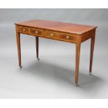 An Edwardian inlaid mahogany side table with satinwood and ebonised stringing, fitted 2 frieze