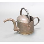 A 19th Century circular copper 2 gallon watering can marked 2 Gall 37cm h x 58cm x 30cm