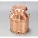 A copper twin handled milk churn marked Daws Creameries Totnes 45cm h x 34cm diam.
