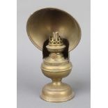 A Victorian brass Queen's reading lamp, the burner button marked R R Patent (no chimney) 27cm x 10cm