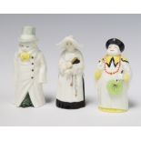 Three Royal Worcester candle snuffers - Mandarin 9cm, Nun 10cm and Budge 11cm