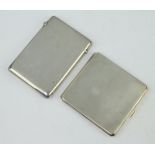 A Victorian silver card case Birmingham 1898 and an engine turned cigarette case Birmingham 1934,