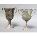 A silver plated twin handled trophy cup, the Brighton Cruising Club Rowing Section 27cm x 14cm