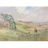 John Gregory King (1928-2014), limited edition signed coloured print "Meet of the Valley Beagles,