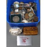 A collection of minor costume jewellery and coins etc