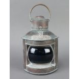 A copper starboard lantern 15cm h x 10cm w x 10cm d