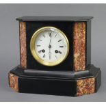 Japy Freres, a 19th Century French 8 day striking on bell mantel clock, having an enamelled dial,