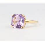 A 9ct yellow gold amethyst dress ring size O, 3.2 grams