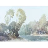 Sir William Russell Flint (1880-1969), print signed in pencil, Continental riverscape 53cm x 67cm
