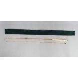 Fosters of Ashbourne "The Champion", a 2 piece 8' split cane fly fishing rod contained in a green