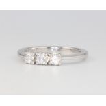 An 18ct white gold 3 stone diamond ring approx. 0.5ct, size N, 5 grams