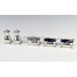 A silver 5 piece condiment with spoons London 1937, 320 grams