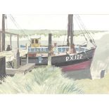 William George Denley-Hill ARCA, watercolour, fishing boat Rye Harbour 27cm x 37cm