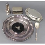 A silver plated salver 34cm and minor plated wares