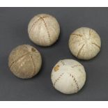 Jeffries Malling, a leather golf ball 3.5cm (a/f) and 3 other golf balls