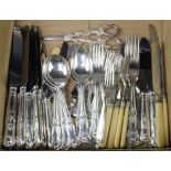 A quantity of silver plated Kings pattern cutlery etc