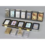 Seventeen Zippo lighters including Vietnam 1968, Vietnam 1968/69 Taynihi, Vietnam 1969/70 Saigon,