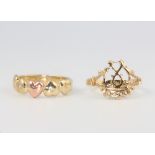 Two 9ct yellow gold rings size O and O, 5.8 grams
