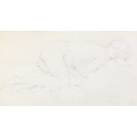 Daphne Paul, pencil sketch, study of a sleeping naked lady, 24cm x 44cm