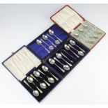 A set of 6 silver lily pattern teaspoons London 1899, ditto set Birmingham 1903, together with 11