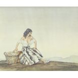 Sir William Russell Flint (1880 to 1969), a coloured print of a seated lady, signed in pencil 49cm x