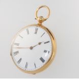 An 18ct yellow gold key wind pocket watch, Sheffield 1910, 50mm, the movement numbered 41094, 90
