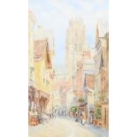 H Reillycott?, watercolour, Rouen street scene, signed and dated 1905 40cm x 23cm