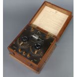 The Ethophone No.1 crystal set, the lid marked Inst.no. 917The box has a small section of timber