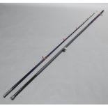 A Special Edition Century Compressor 13'6" beach casting fishing rod with reducer, coaster reel