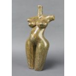 An African carved hardstone figure of a female body 41cm x 12cm x 5cm The neck is F and R