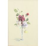 Barbara Crowe RI, (b.1950), watercolour, still life study of a vase of roses 43cm x 27cm, the