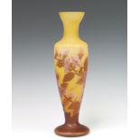 A Galle style overlay oviform vase decorated with flowers, bearing signature 34cm