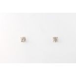 A pair of 18ct white gold diamond ear studs, approx. 1.06ct, 2.1 grams