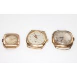 Two gentleman's 9ct gold wristwatches 9.4 grams, a smaller 9ct wristwatch, weighable gold 9.4 grams