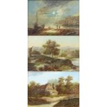 C Morris, a set of 3 Victorian oil paintings on board, rural scenes, 11cm x 16cm contained in