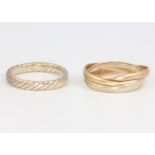 Two 9ct yellow gold wedding bands, size L 1/2, 6 grams