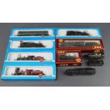 Three Airfix OO scale model locomotives and tenders 54150-1, 5410-9 boxed together with 2 HO scale