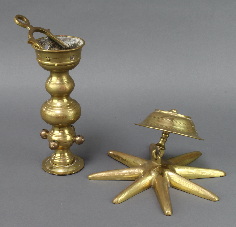 An 18th/19th Century cylindrical gilt metal light fitting 25cm together with a ditto ceiling rose