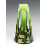 A Bretby green glazed twin handled vase with flared base no.1622 30cm There is minor chipping to the