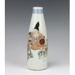 A Chinese Republic bottle vase decorated with seated figures and signature 21cm There is a crack