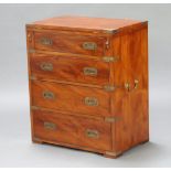 A Georgian style yew military chest of 3 long graduated drawers with brass counter sunk handles 72cm