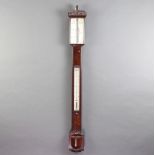 Bate of London, a Victorian mercury stick barometer with ivory gauge contained in a mahogany case